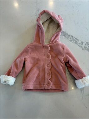 Toddler Pink Hooded Sherpa-Trim Puffer Jacket